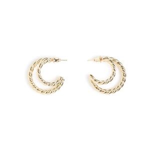 New Yellow Gold Rendor Double Hoop Earrings